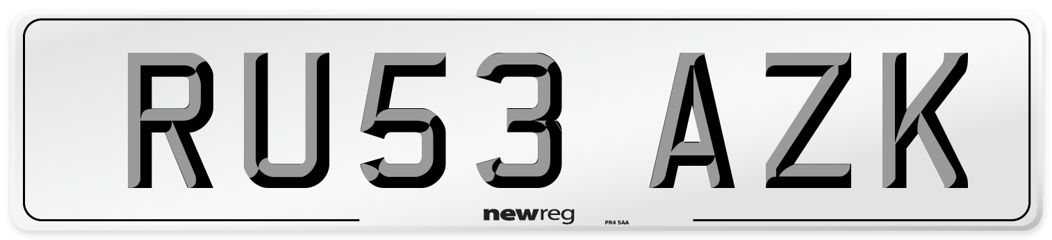 RU53 AZK Number Plate from New Reg